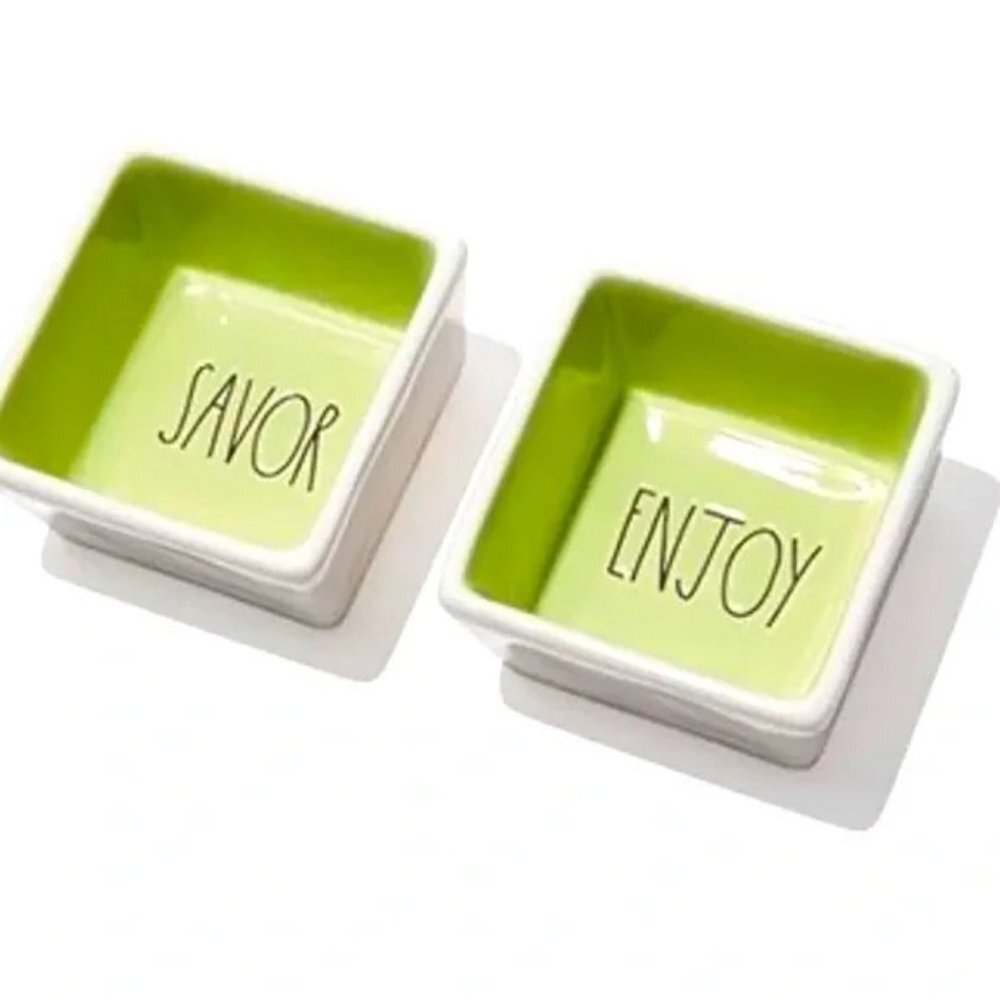 Rae Dunn Artisan Collection by Magenta Savor and Enjoy Square Bowls New in Box